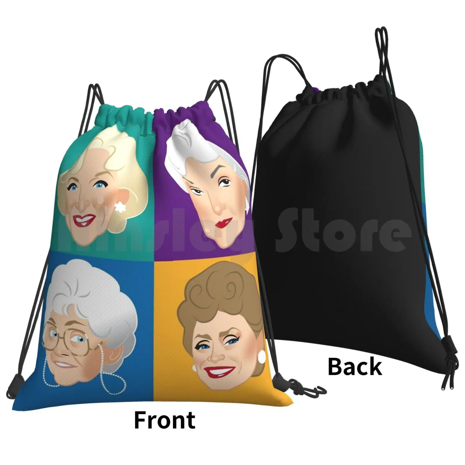 Pals & Confidants Backpack Drawstring Bags Gym Bag Waterproof Golden Girls Blanche Devereaux Dorothy Zbornak Rose Nylund