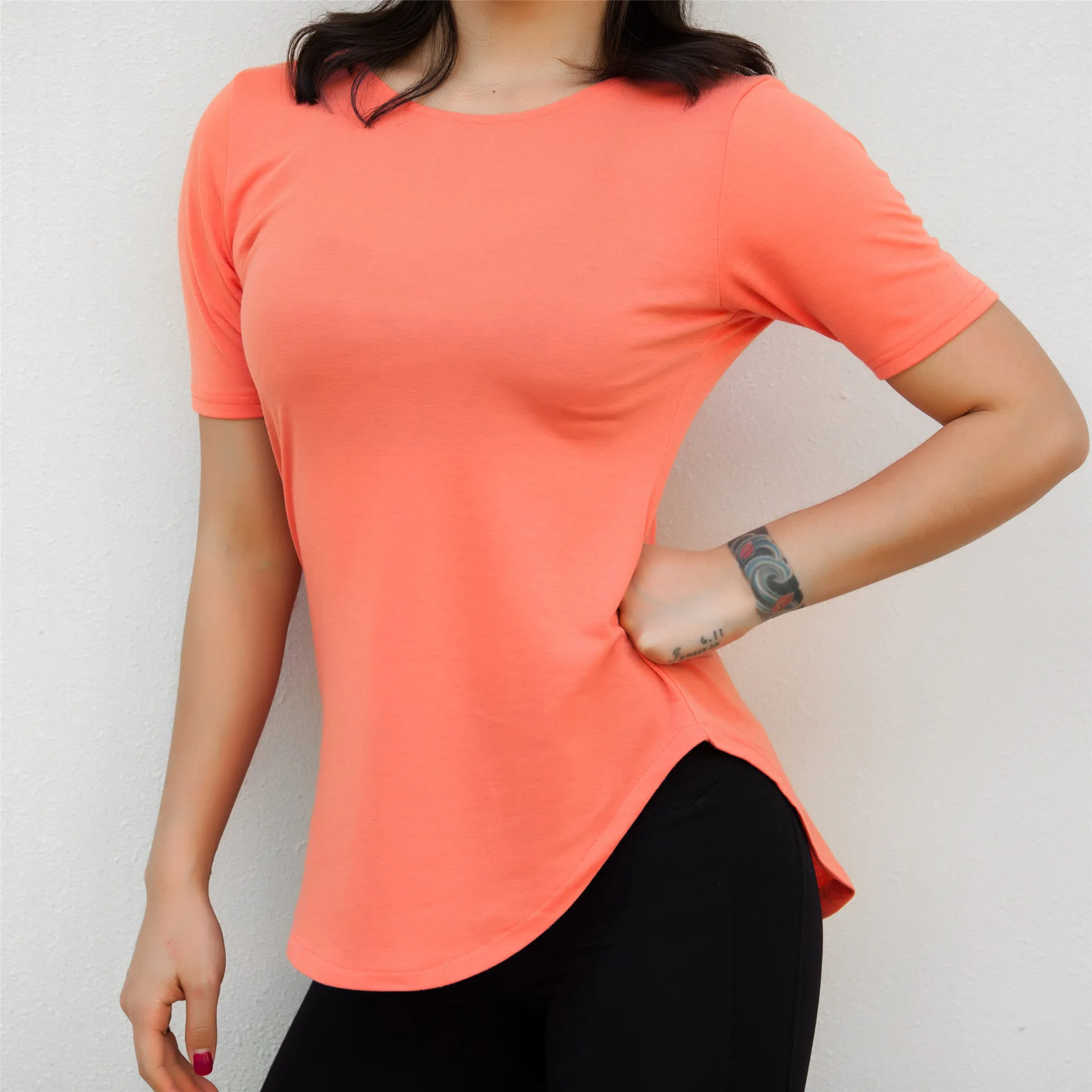 Spring&Summer New Y-shaped Hollow Sports Yoga Short-sleeved T-shirt Cotton Loose Shirt Running Fitness Gym Workout Top