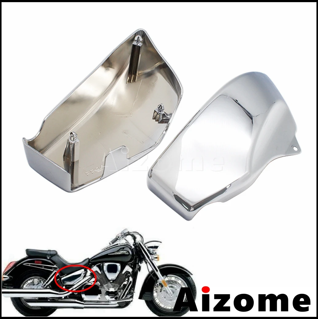 2PCS Chrome Motorcycle Side Battery Fairing Cover Cowl Wire Covers Cap For Honda VTX1800 F T Tourer S R Retro N Neo 2002-2008