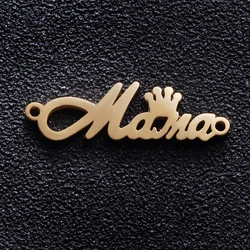 10Pcs/Lot Queen Crown Mama Charm Stainless Steel Mirror Polish Pendant Fashion Jewelry Making DIY Handmade For Necklace Bracelet