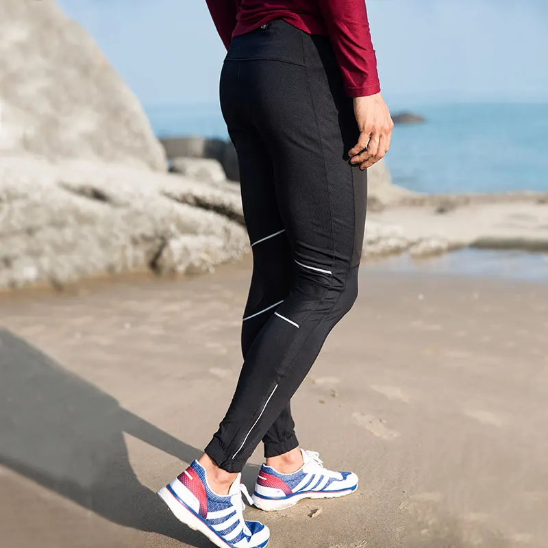 U18292 Autumn Men Professional  Fleece Tight Running Pants Fitness Zip Pocket Outdoor Sports Elastic Gym Training Pants