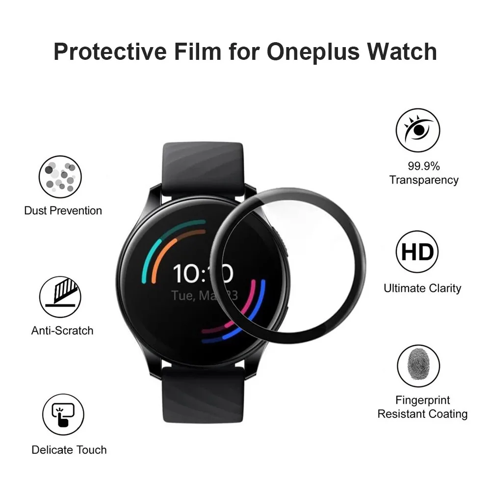 3D Curved Protective Film For OnePlus Watch 46mm Smatr Watch Screen Protector Full Coverage HD Clear Soft Case (Not Glass)