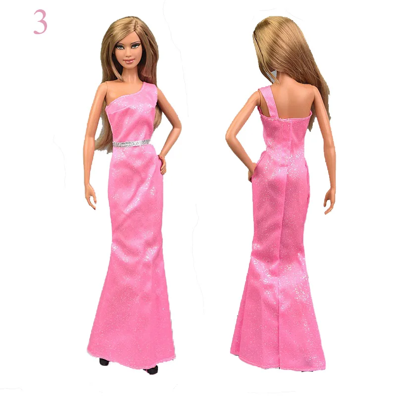 1 conjunto barbies vestido de moda sem mangas sem encosto longo lantejoulas magro casual festa fishtail vestido roupas para barbies ken boneca presente