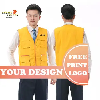 Mannen Vrijwilliger Vest Aangepaste Werkkleding Advertisting Effen Kleur Tekst Logo Afdrukken Unisex Werkkleding Mouwloze Vesten
