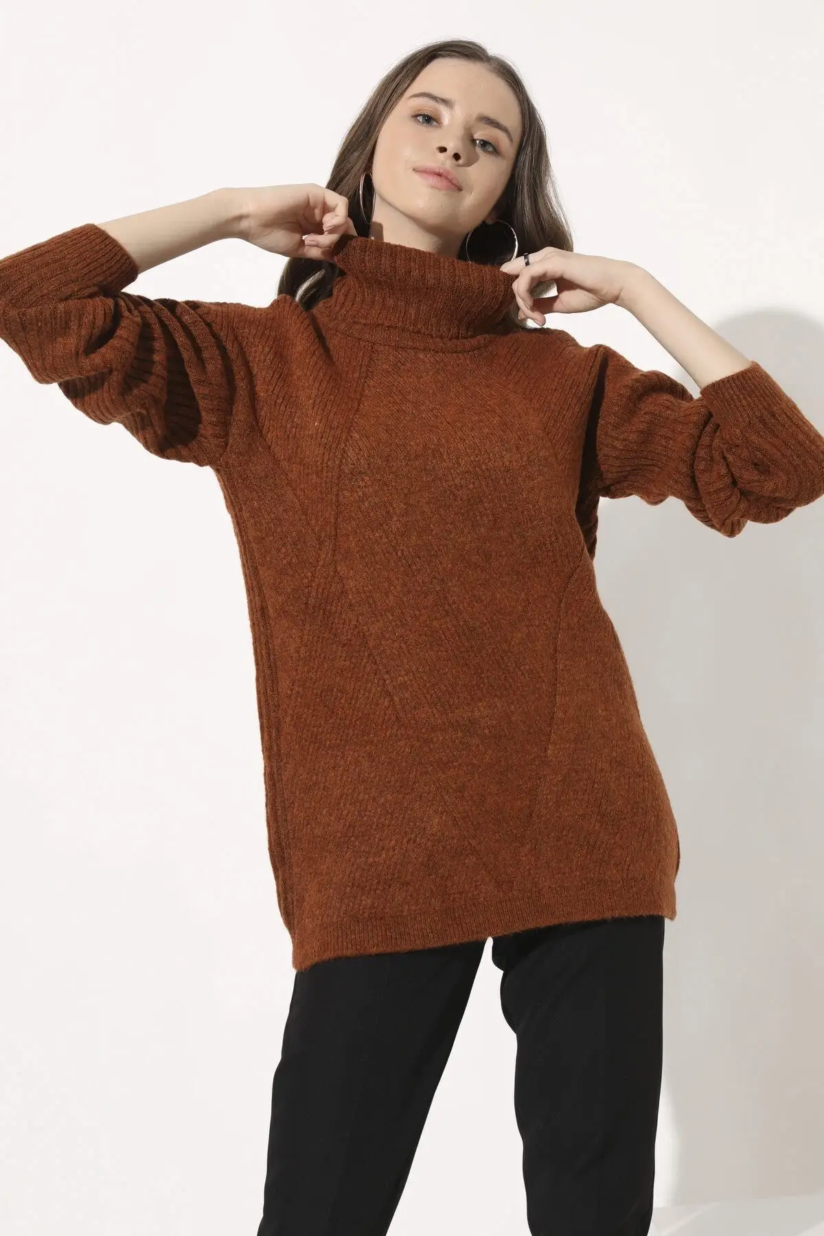 Winter Oversize Turtleneck Sweaters Onesize Casual Wear Keeps Warm Wool And Cotton Blend Sweaters