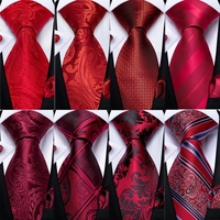 New Design Wedding Men Tie Red Solid Striped Paisley Neckties For Men Business Dropshipping DiBanGu Hanky Cufflinks Tie Set