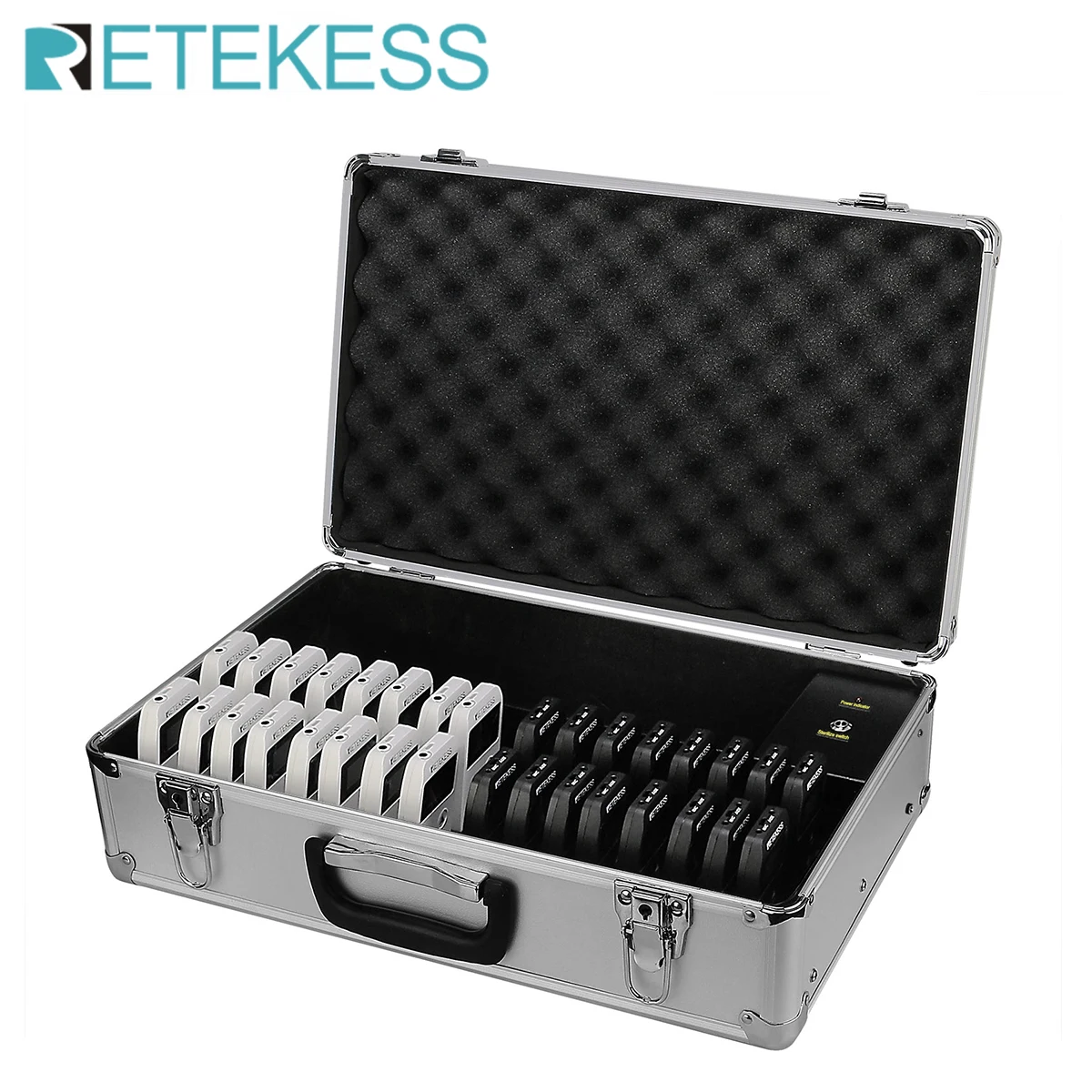 

RETEKESS TT014 Charge Case Storage Box 32 Slot Aluminum Alloy For TT110 Transmitter and Receiver Wireless Tour Guide System