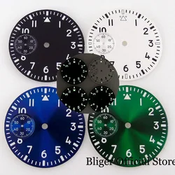 BLIGER fit ETA 6497 ST 3600 Mechanical 37MM Watch Dial for Second Hand Green/Blue/Black Luminous Index