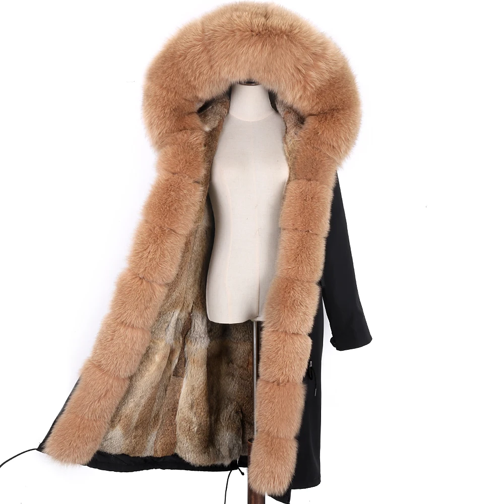 Camouflage Winter Jacket Women's Thick Fur Coat Natural Real Fox Fur Collar Coat Rabbit Fur Liner Detachable Waterproof Parka