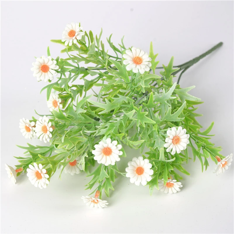 Artificial Daisy Silk Bundle, False Chamomile, Small White Chrysanthemum, Artificial Flowers, Wedding, Home Decoration, 5Pcs