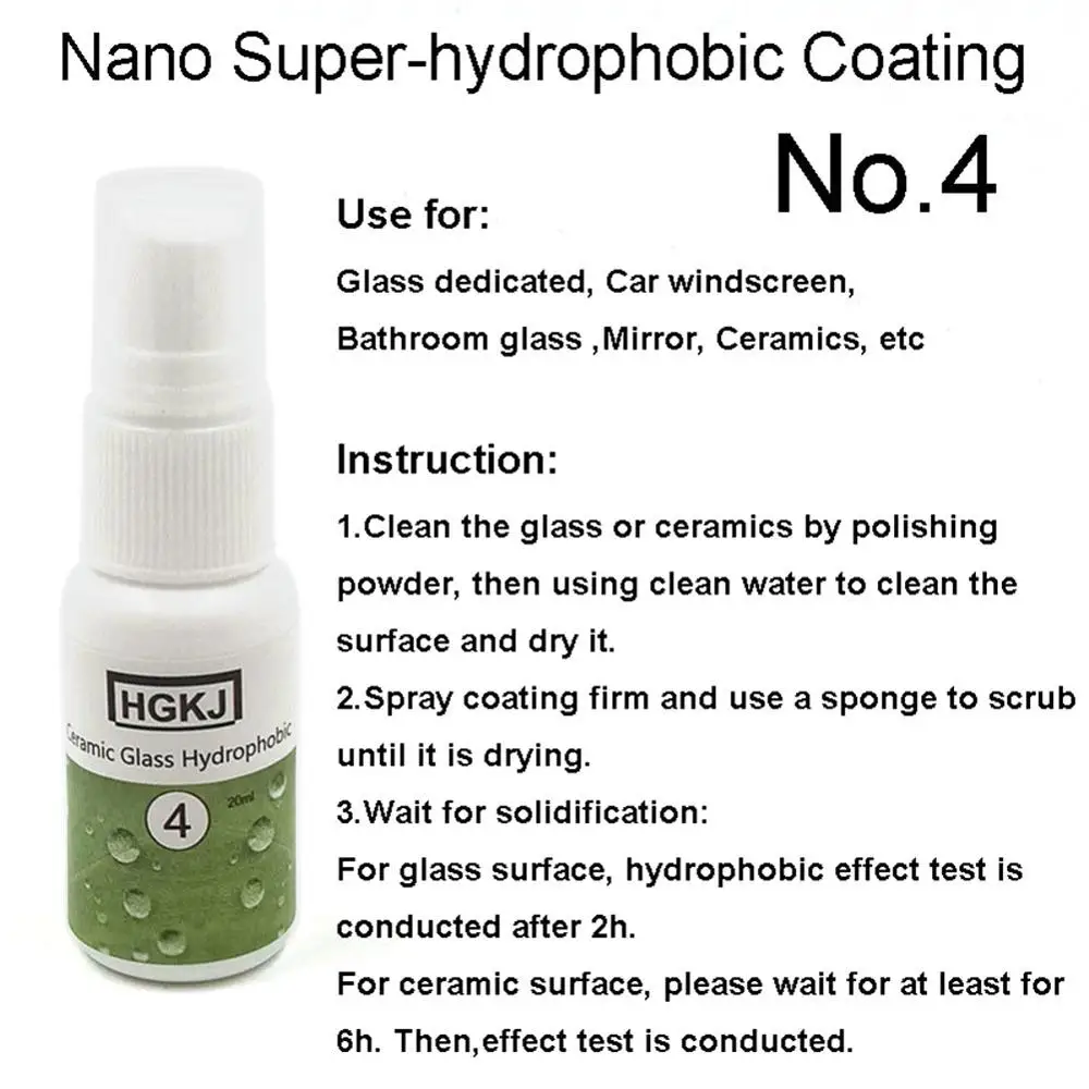 HGKJ-4 Nano Car Glass Hydrophobic Coating Rainproof Agent for Automobile Vehicle Glass and Ceramics Auto Cleaner 20ML