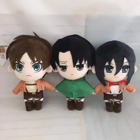 Attacco su Titano Levi Ackerman Peluche Bambola Giocattolo Eren Mikasa Ackerman Carino Morbido Peluche Cuscino Regalo Di Compleanno 20 cm