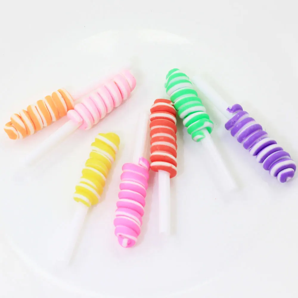 100/50pcs  8*52MM Long Lollipop Swirl Candy Charms   Bow Making Hairbow Centers Craft Embellishment Scrapbooking Cabochon