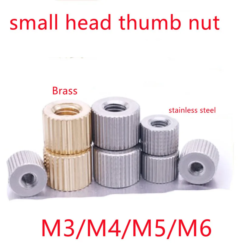 5-10pcs/lot  M2 M2.5 M3 M4 m5 m6  stainless steel brass blind small head knurled thumb nut hand tighten nut