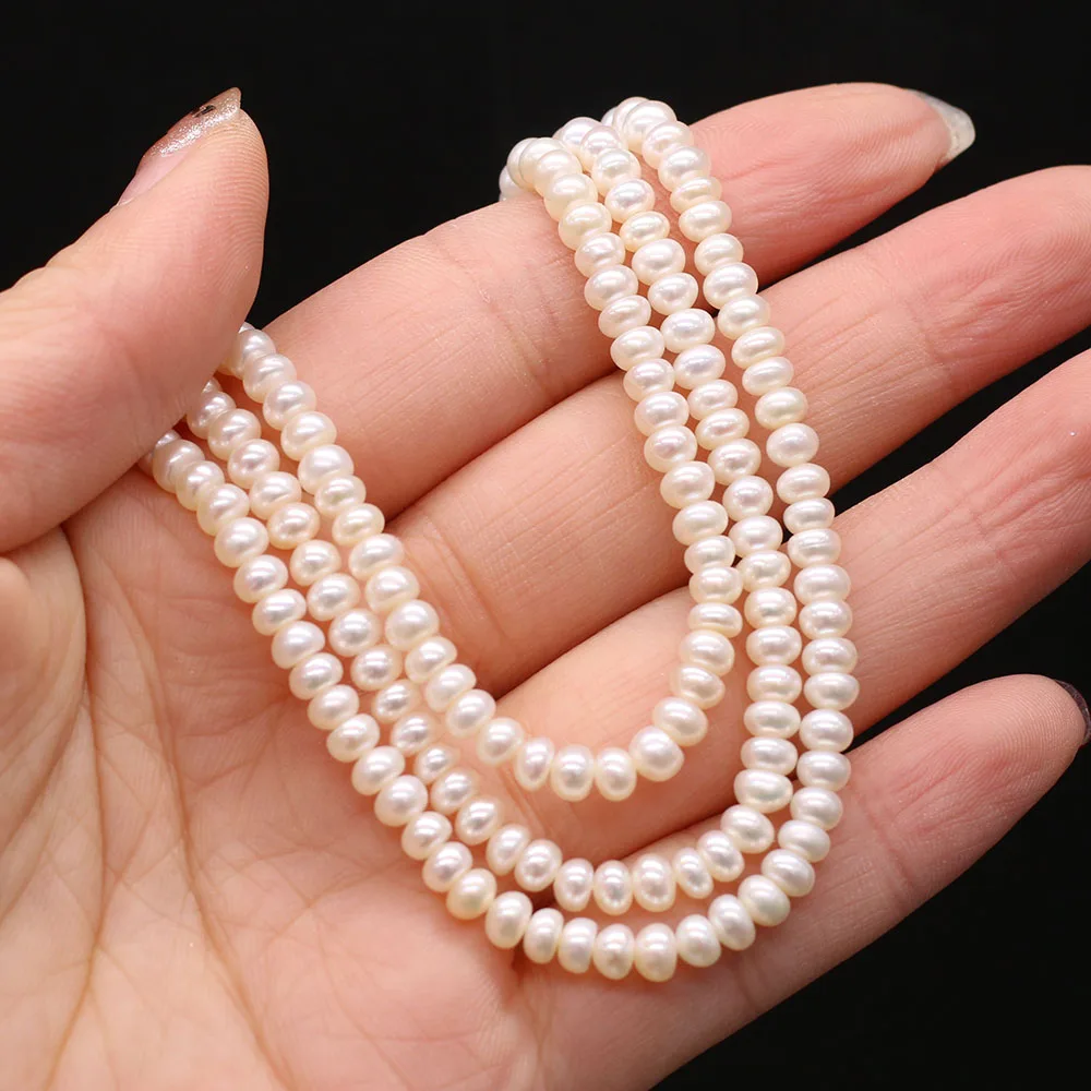Natural Freshwater White Pearls Loose Beads Vertical Perforated Beads 4-5mm For Jewelry Making Necklace Accessories