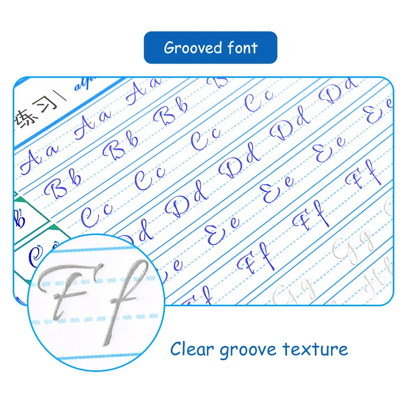 1pcs English copybook hand writing round handgroove practice copy English Alphabet word letters auto fades can be reused