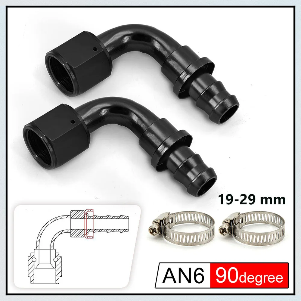 Hihaha 4 Pièces Attaches De Finition Tuyau AN8 Noires - Embouts Aluminium Durable Pour Tuyaux Carburant Et Huile