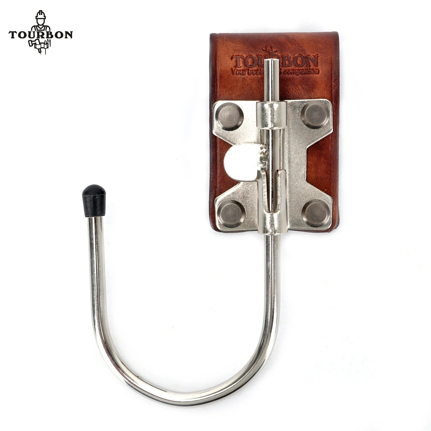 Tourbon Real Leather Loop & Steel Float Hook Multi Drill Tool Holder Heavy Duty Trowel Hanger for 5CM Belt Holster S/L Size