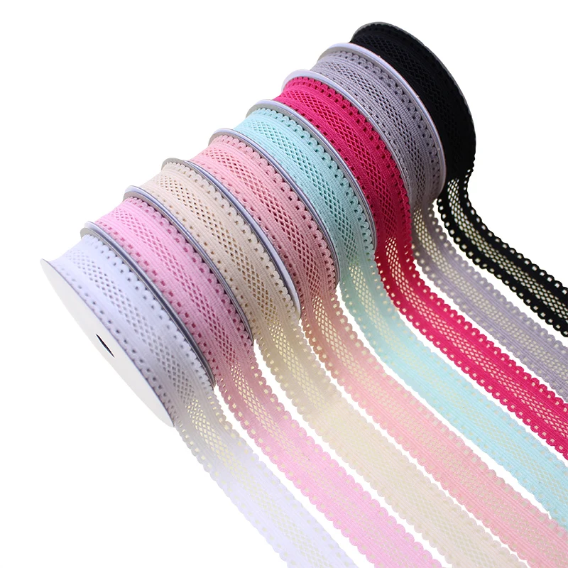 

10Yards 15mm Solid Color Grid Elastic Band Spandex Ribbon For Sewing Lace Trim Waist Band Garment Accessory