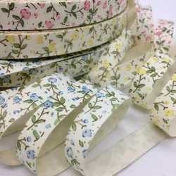 Spring Flowers Handmade Cotton Ribbon 1.5cm/2.5cm 5Y For Craft Easter Summer Wedding Christmas Deco Gift Floral Cakebox Wrap