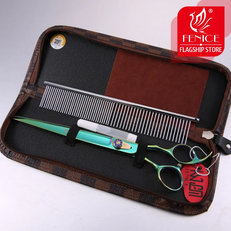 Imagem -06 - Fenice 8.5 Polegada Profissional Tesoura para Animais de Estimação Cão Grooming Gato Aparar Tesoura Reta Grooming Shears Makas Tesora Pet