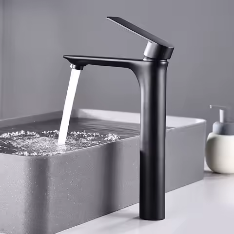 Bathroom Basin Faucet Black Chrome Brass Single Handle Basin Mixer Tap Deck Mounted Hot &amp; Cold Sink Faucets