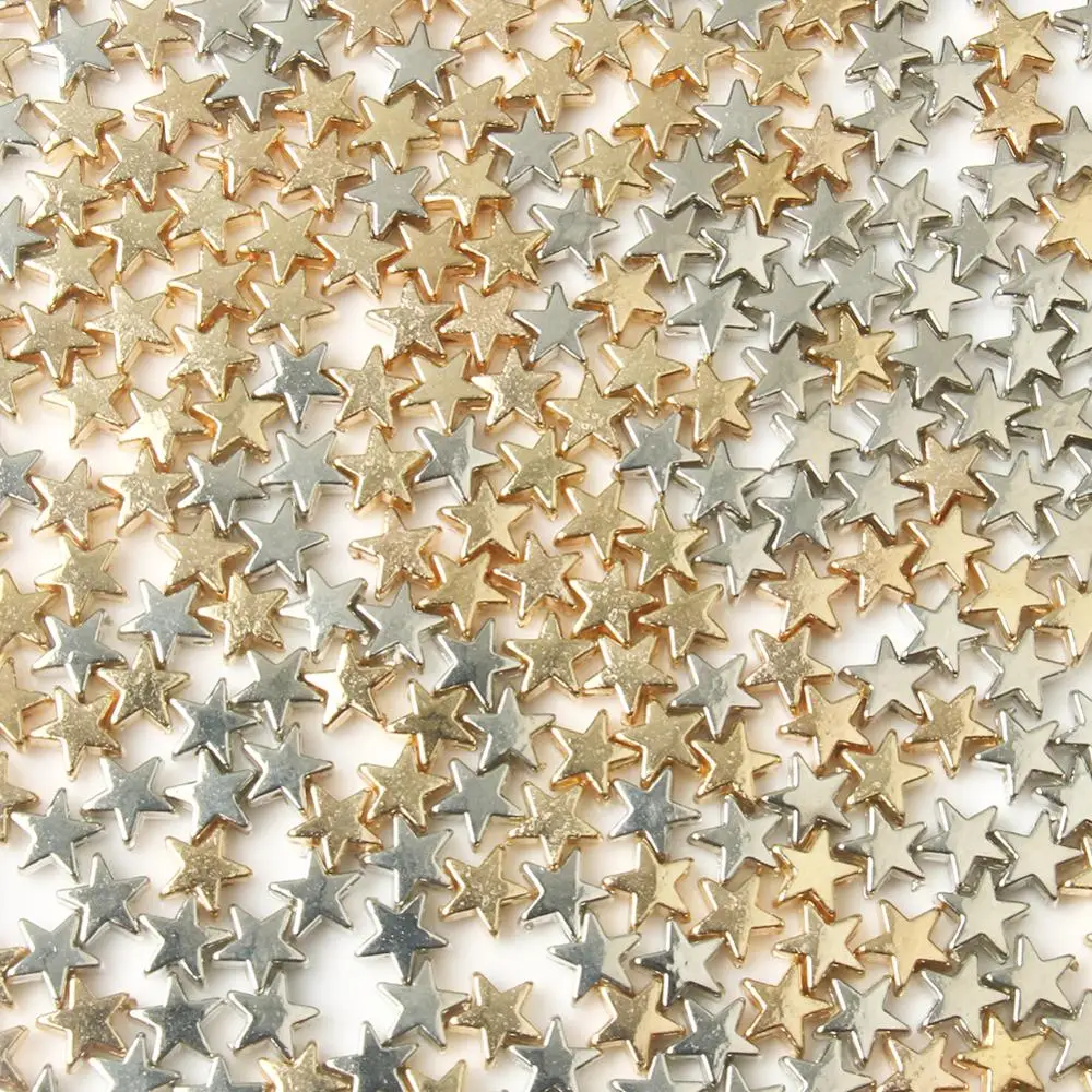 100pcs/lot 6*3mm Gold Silver Color Star CCB Spacer Beads End Caps Beads DIY Jewelry Making Findings Charm Beads