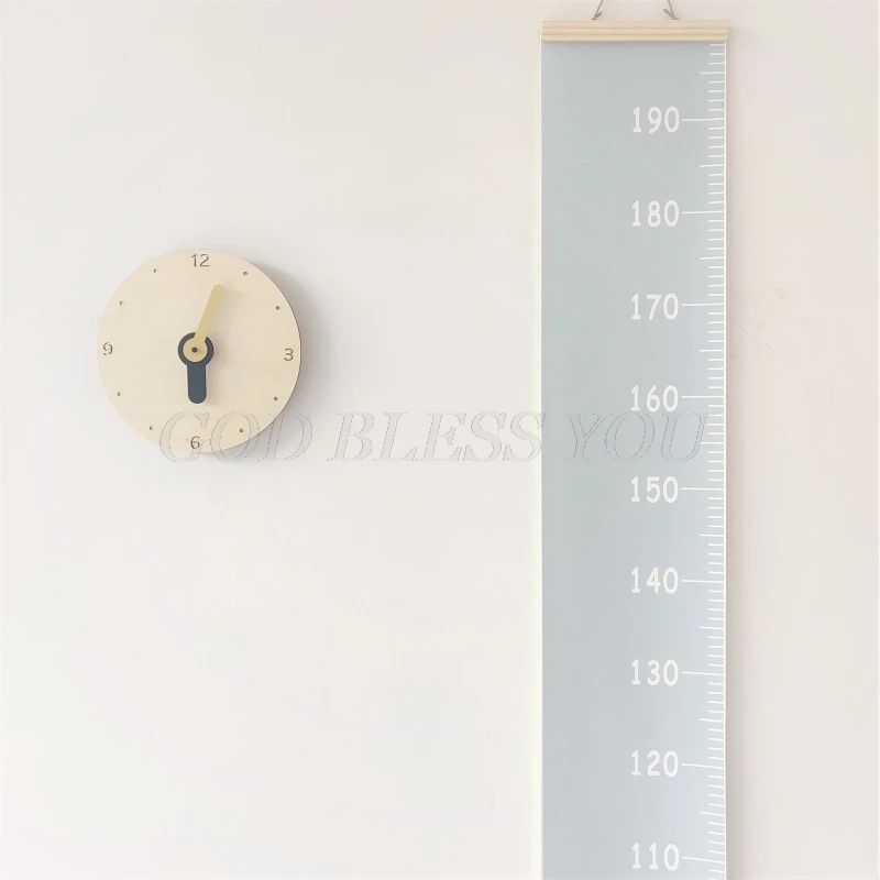 Kids Height Growth Chart Ruler for Kids, Removable Wall Wood Frame and Canvas Room Decoration-Measure Chart 79 x 7.9 In