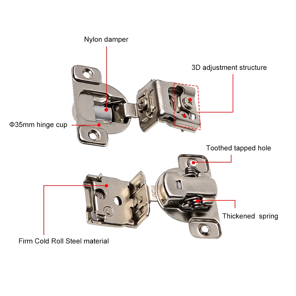 Imagem -05 - Dobradiças da Porta do Armário de Fechar Automaticamente Dobradiças do Armário Empilhadas Hardware de Móveis 11 Pol 10 Pcs Aço Inoxidável