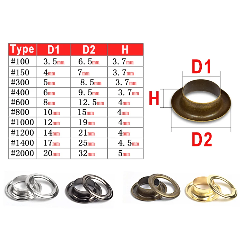 (100sets+tools) 3.5/4/4.5/5/6/8/10/12/14/17/20mm Eyelets Tent Rope holes Silver/Bronze Button Rings Rivet snaps Shed cloth vent