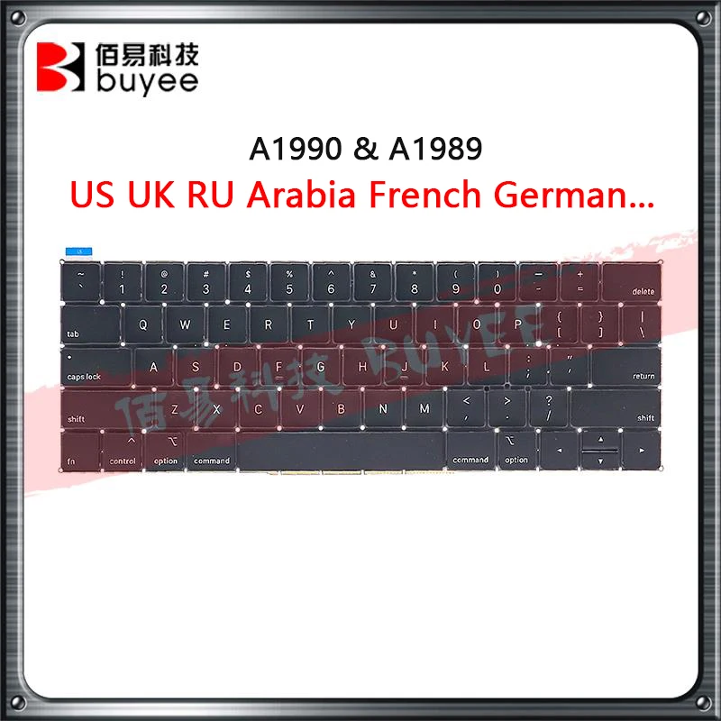 

Оригинальный ноутбук 15,4 дюйма 13,3 дюйма A1990 A1989, сменная клавиатура для Macbook PRO Retina A1990, английская, Арабская, французская, немецкая клавиатура