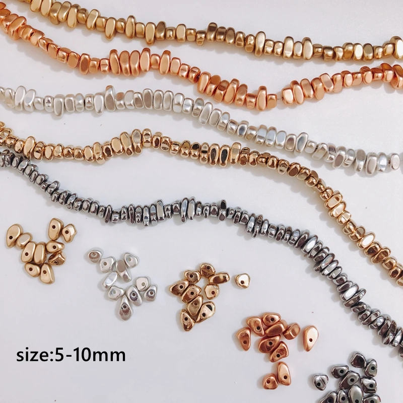 DIY handmade original irregular shaped electroplating beads Yajin kc gold handmade beaded material 1pcs