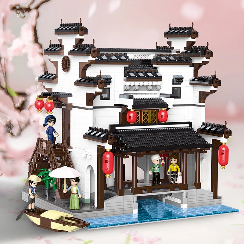 Zhonghua Street Jiangnan série ville d'eau briques MOC jouets groupe opéra maison modèle blocs de construction créatifs avec figurines cadeaux