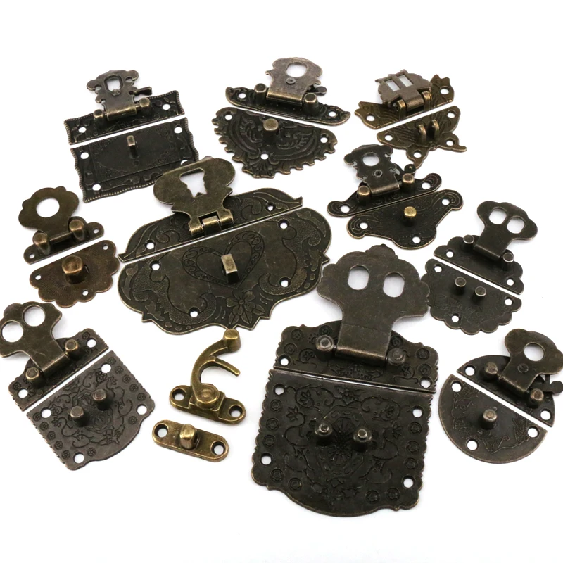 1PC Retro Furniture Wooden Jewelry Box Hasp Decorative Latch Clasps Lock Padlock Hasp With Screws