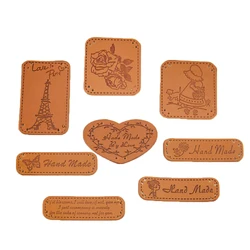 Zakka Rose Butterfly Eiffel Tower Embossed PU Leather Labels 8 Designs Handmade Sewing Decorative DIY Accessories 1.5cm-3.5cm