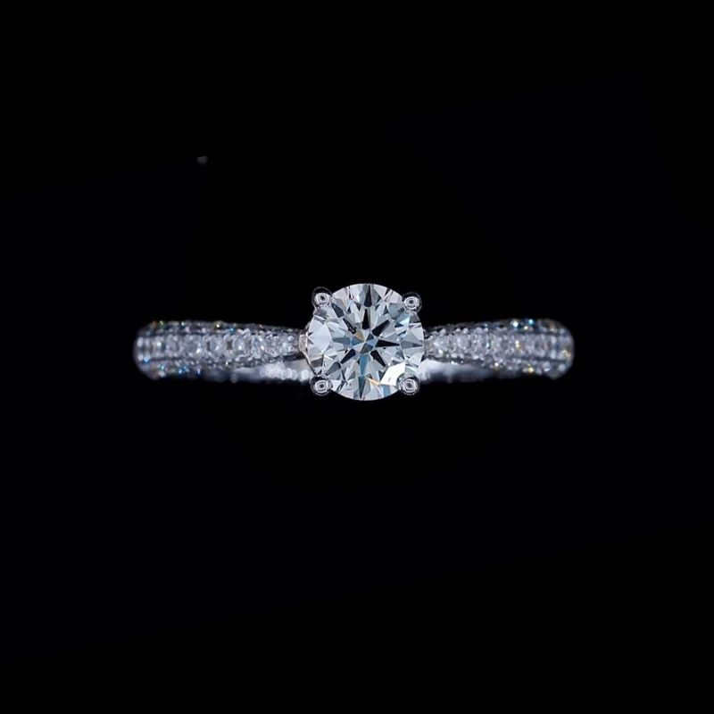 Solid 14K White Gold 0.5ct 5mm Round Cut Engagement & Wedding DEF VS-VVS CVD HPHT Lab Grown Diamond Ring for Women With IGI