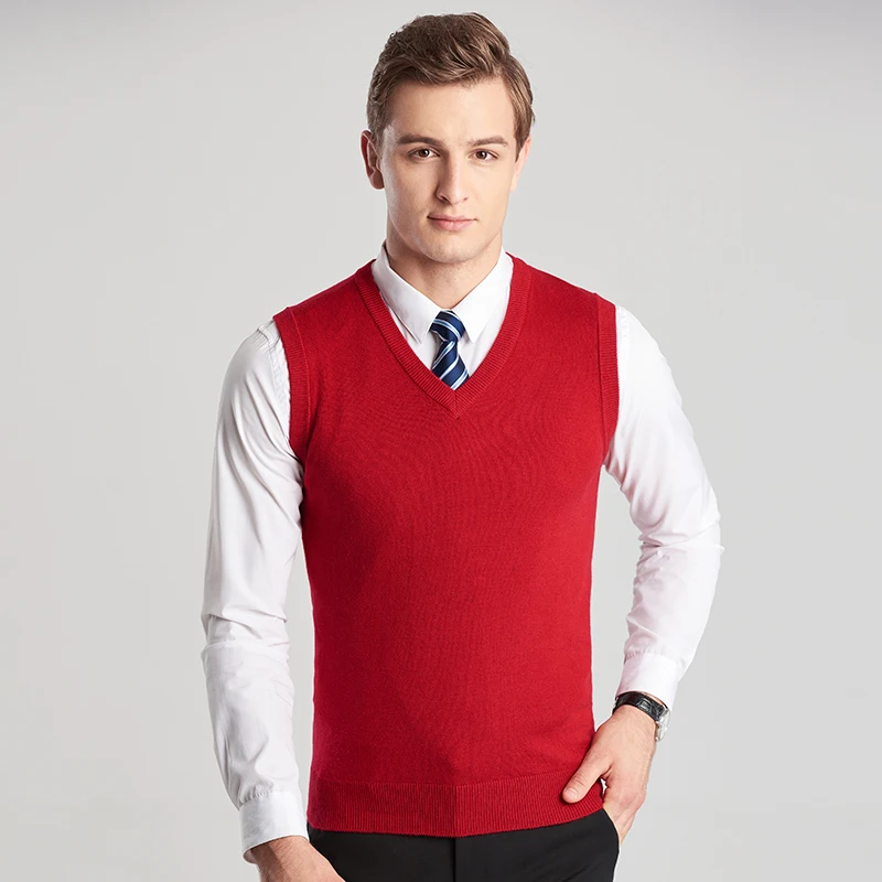 

New Men Sweater Vest Casual Male Sleeveless Wool Sweater Pullovers Solid Color Office Man Knitwear Coat