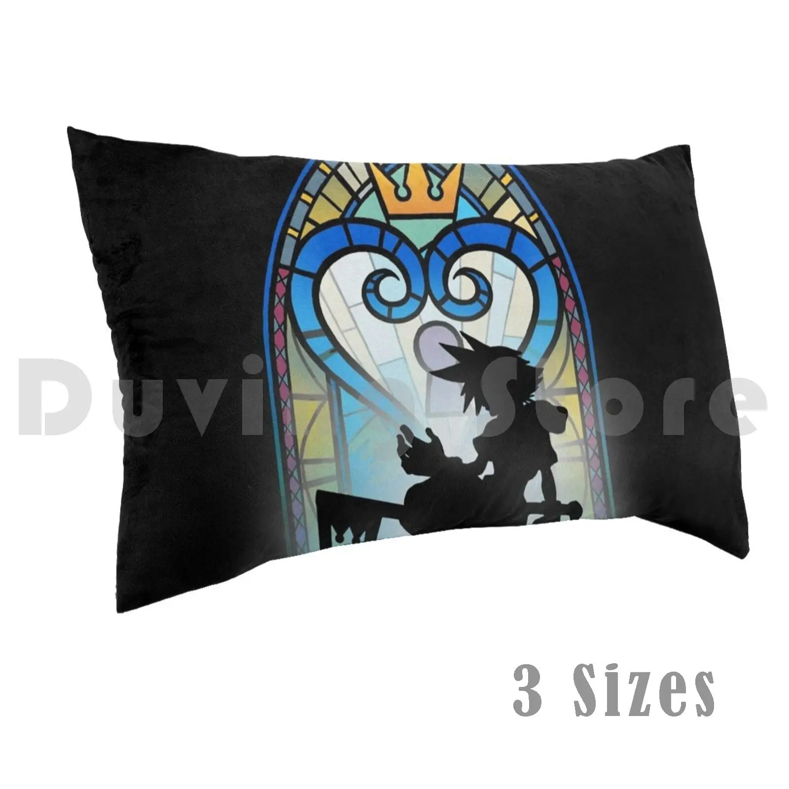 Window Heart Pillow Case Printed 35x50 Sora Kingdom Hearts Heart Stained Glass Church Light Key Sword