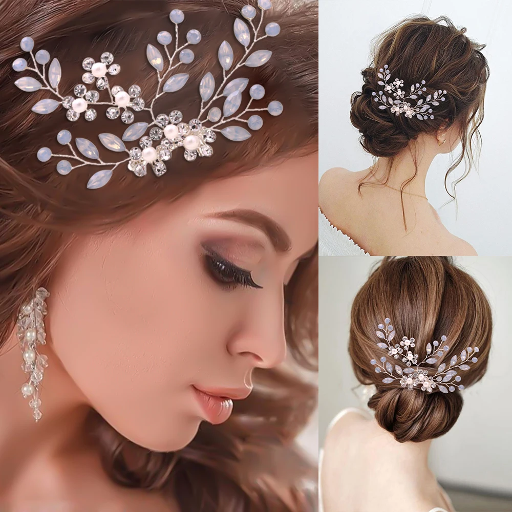 Luxo pente de cabelo de noiva acessórios de cabelo casamento headdress pérolas ornamentos de cabelo grampo de cabelo feminino para jóias de cabelo