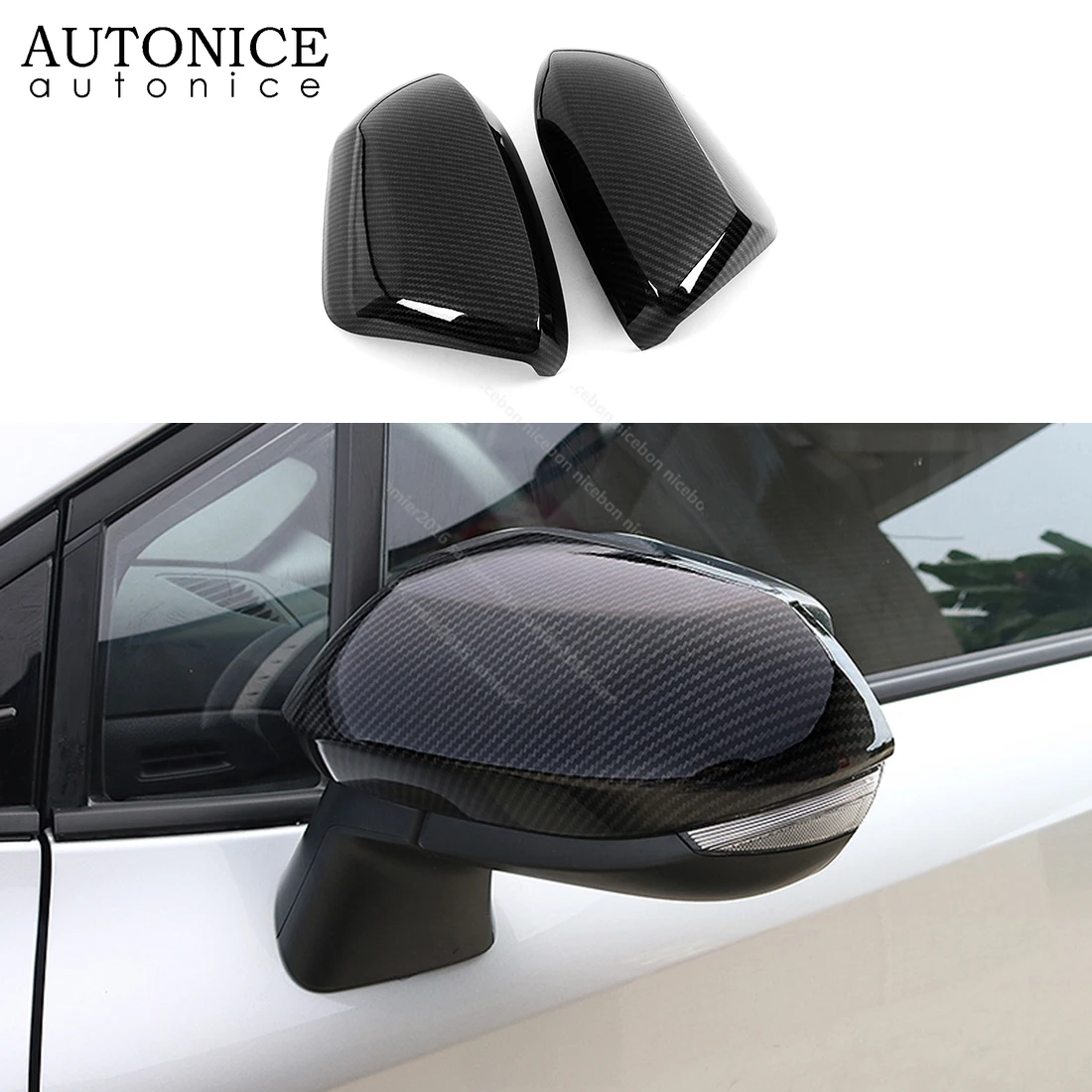 

2pc Carbon fiber color Rearview Mirrors Cover Cup Cover Trim fit for Toyota Corolla 2019