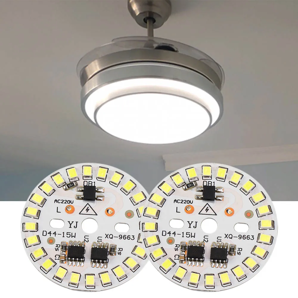 DIY LED 전구 램프, 스마트 IC LED 콩 LED 칩, 전구 조명용, SMD 15W, 12W, 9W, 7W, 5W, 3W, 흰색, AC220V 입력, 5 개