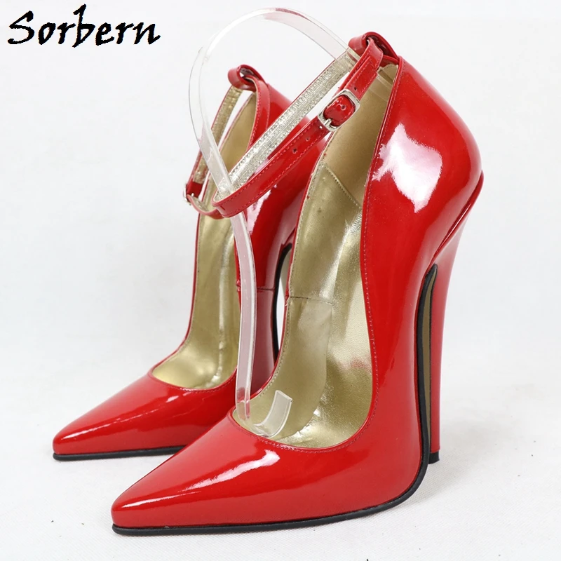 Sorbern décolleté con cinturino alla caviglia bianco scarpe da donna tacchi a spillo tacco alto 16Cm punta a punta vera pelle scarpe personalizzate