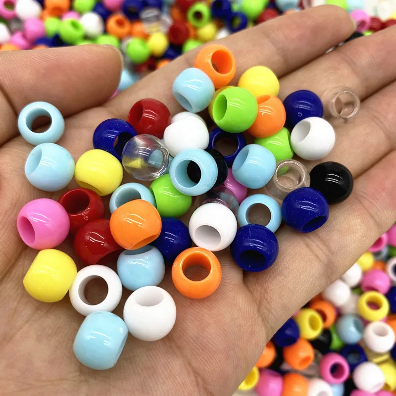 50pcs 10mm Big Hole Beads Bucket  Acrylic Loose Bead for Jewelry Making Bracelet Necklace DIY