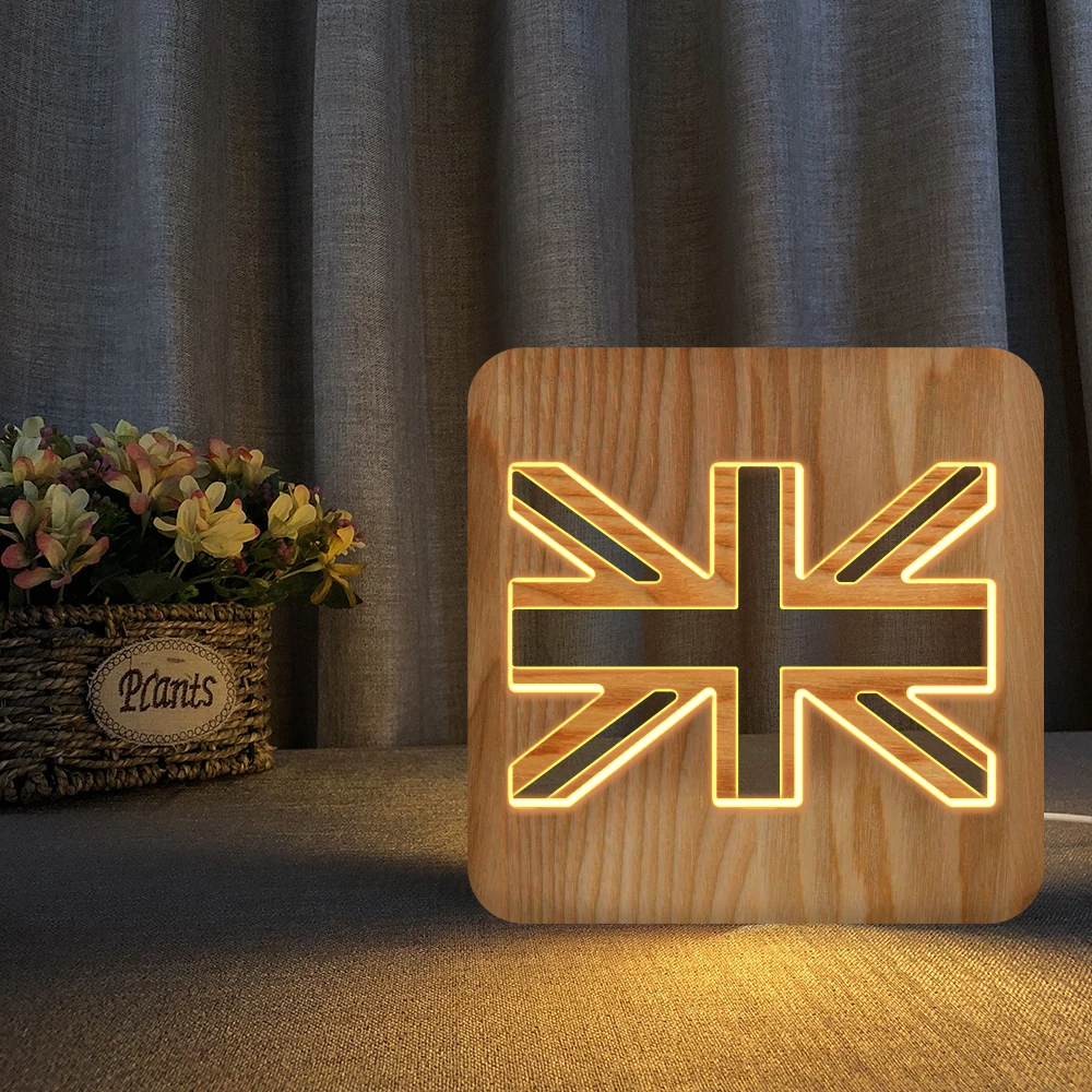 

3d LED Wood Night Light Star Flag Moon Style Luminaria Fashion Lamp For Home Office Decoration Dropshipping