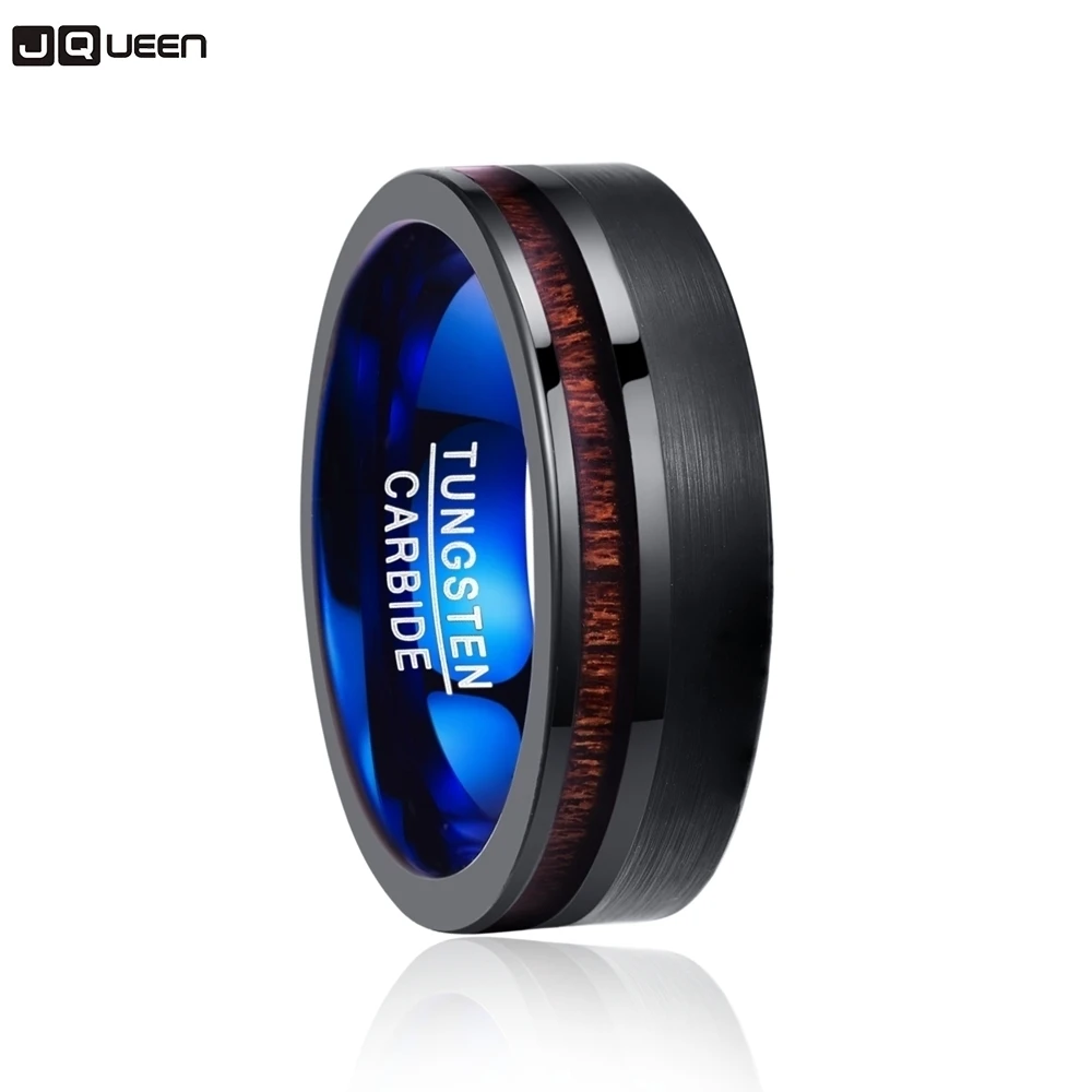  Valentine's Day Finger Classic Ring Electroplated Black Inlaid Acacia Half Frosted Tungsten Ring Man's Wedding Fine Jewelry