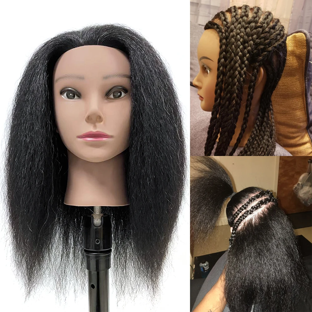 

Traininghead African American Mannequin Head With Real Hair For Braiding Hair Training Hairart Barber Hairdressing Fashi Styling