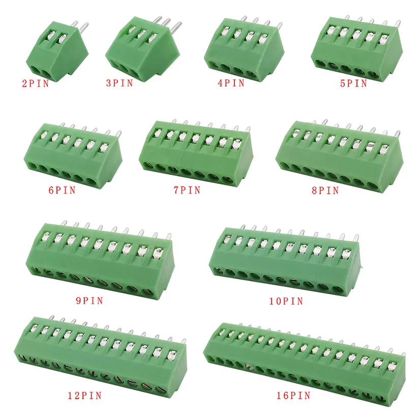 Conector de bloque de terminales de tornillo PCB de paso, 2,54mm/0,1 \