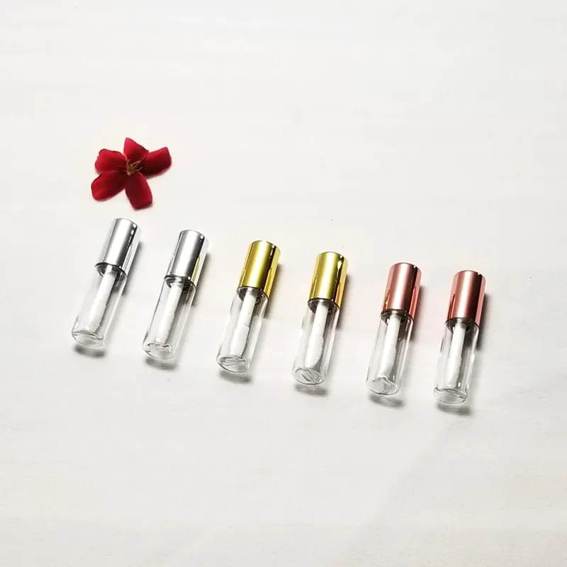 

100pcs 1.2ML Rose Gold Empty Lip Gloss Tube,DIY Plastic Elegant Liquid Lipstick Container,Round mini lipgloss sample bottle