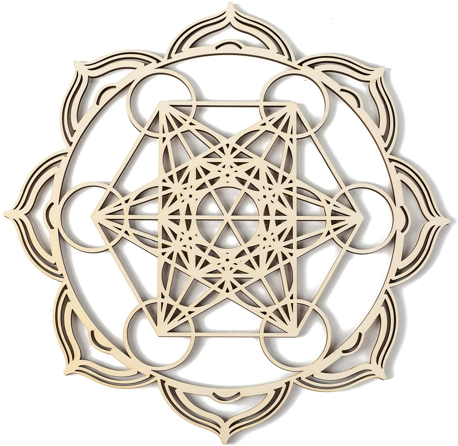 set of 10 Crystal Grid Flower of Life Sacred Geometry Wall Art Wooden Crystal Grid Board DIY Wall Decoration