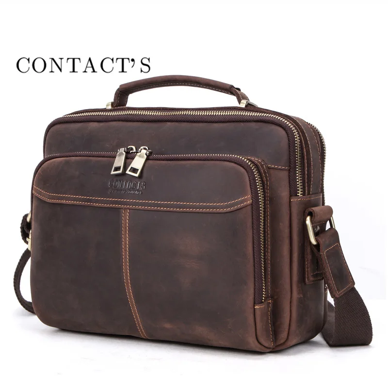 Männer Umhängetasche Schulter Tasche Aus Echtem Leder Messenger Handtasche Laptop Business Messenger Aktentasche Portfolio Schlinge Tote Tasche